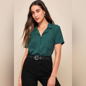 Lulu's Forest Green Blouse